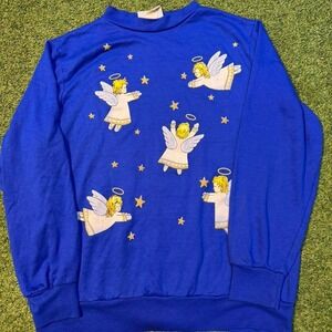 Blue vintage 90s angel sweatshirt Size M #90s
